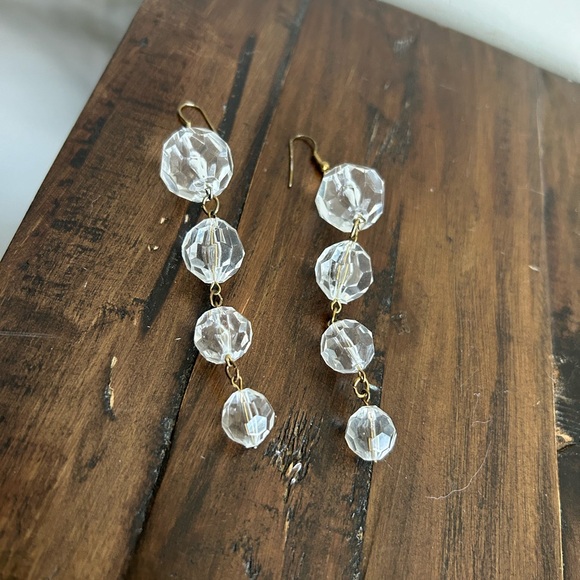 90’s Vintage Faux Crystal Bead Drop Earrings 90s - Picture 3 of 9